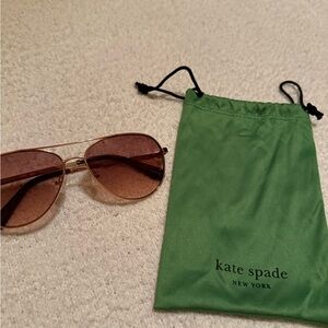 Kate Spade Rose Gold Sunglasses with Green Case